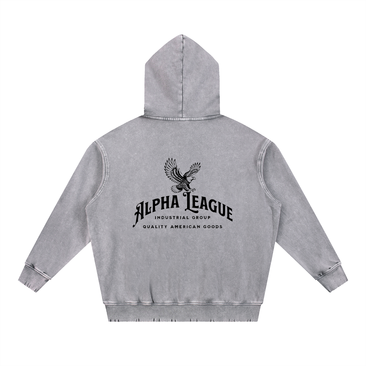 ALPHA LEAGUE SNOW WASHED HAND-FRAYED HEAVYWEIGHT HOODIE