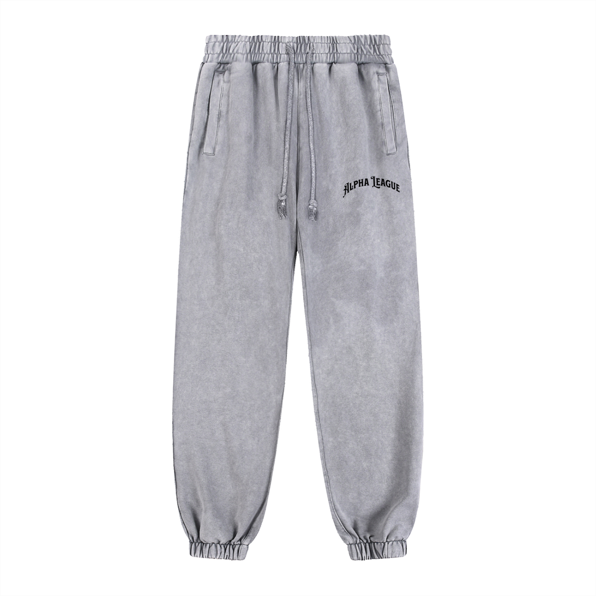 ALPHA LEAGUE GREY SNOW WASHED HEAVYWEIGHT JOGGING SWEATPANTS